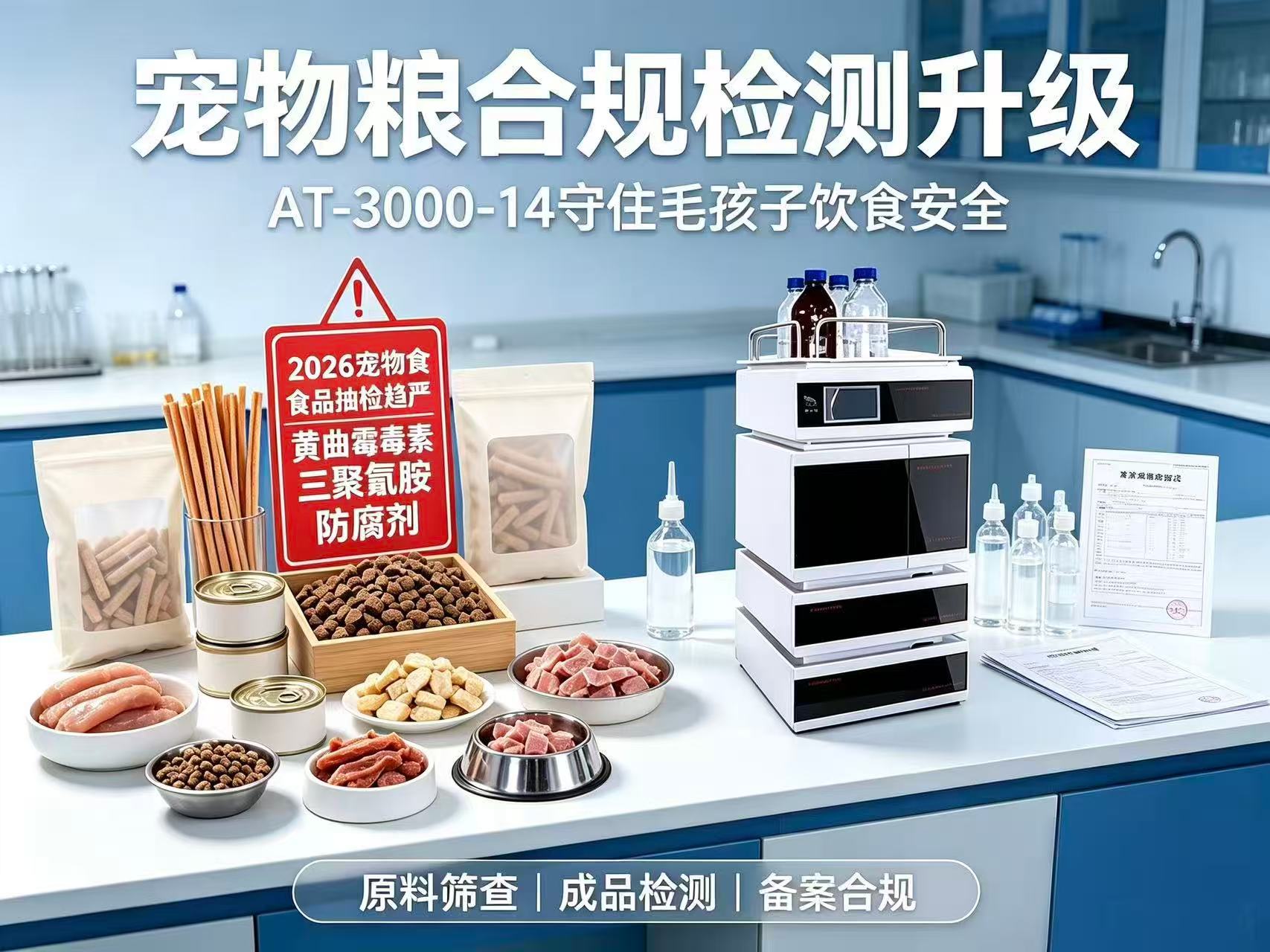 猫条、犬用湿粮隐患频发,宠物粮抽检常态化!非法添加剂零容忍,液相色谱成出厂必备检测手段