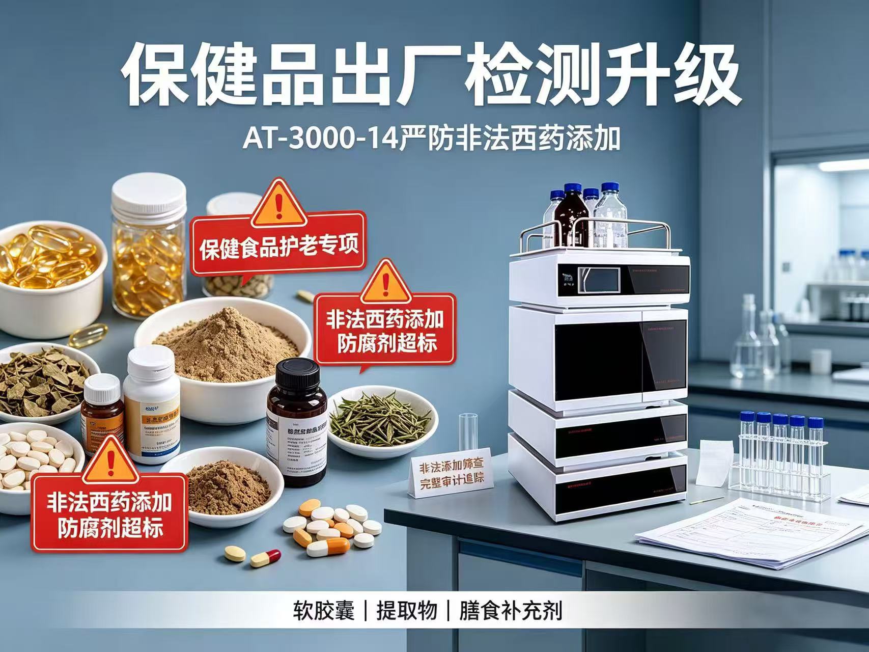 降糖、助眠保健品乱象频发，中老年保健品专项整治来袭！非法添加西药重罚，液相检测为出厂硬性门槛